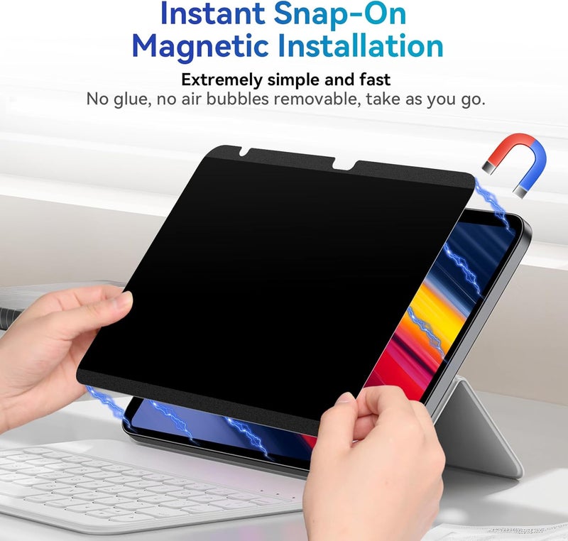 Protescreen Magnetic Privacy Screen Protector Compatible with iPad Air 5th 4th 10.9" & iPad Pro 11(2018-2022), Removable Anti Glare Blue Light Bubble-Free Black Security Protector Private Filter - Image 3